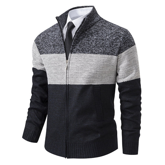 Herren modische Strickjacke mit strukturiertem Farbblockdesign R&B
