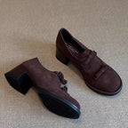 Damen elegante Schnürschuhe mit dekorativen Schleifen und komfortablem Blockabsatz R&B