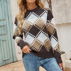 R&B | Karierter Strickpullover im Vintage Look