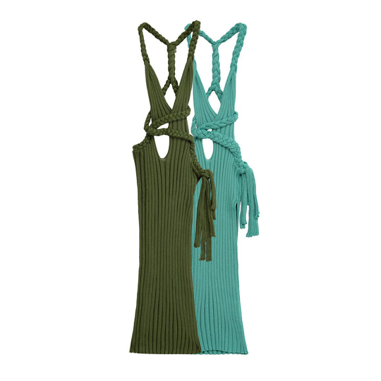 Damen Maxikleid mit geflochtenem Rückendetail und elastischem Bund R&B