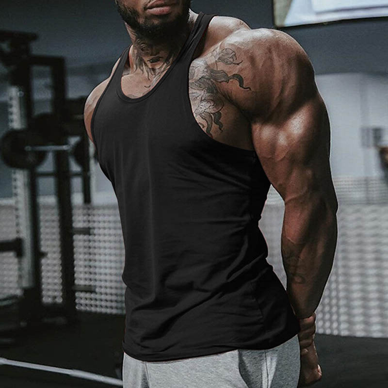 Herren atmungsaktives Fitness Tanktop mit Racerback-Design und körperbetontem Schnitt R&B