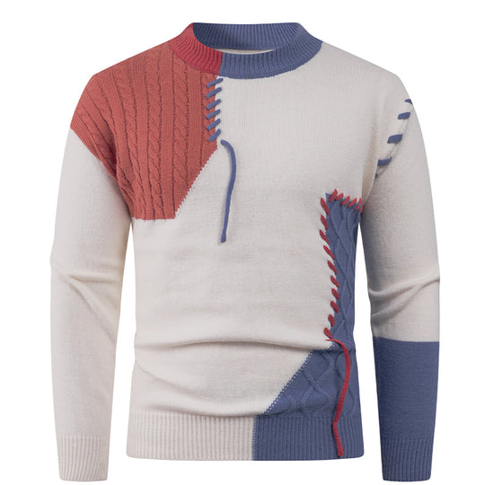 Herren modischer Strickpullover mit asymmetrischem Zopfmuster R&B