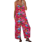 Damen Luftiger Jumpsuit mit floralem Design und verstellbaren Trägern R&B