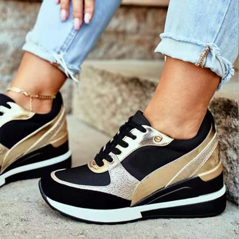 Damen nan Keil-Sneaker mit innenliegender Keilsohle und Materialmix R&B