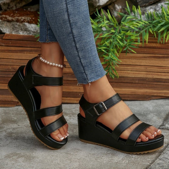 Damen Wedge Sandalen mit verstellbaren Riemen und komfortablem Fußbett R&B