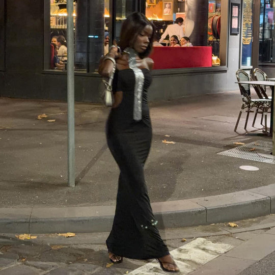 Damen Elegantes Abendkleid mit schmalem Schnitt und glänzenden Akzenten R&B