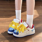 Damen Verspielte Sneakers mit einer Kombination aus Hochwertigem Obermaterial und Farbigen Akzenten