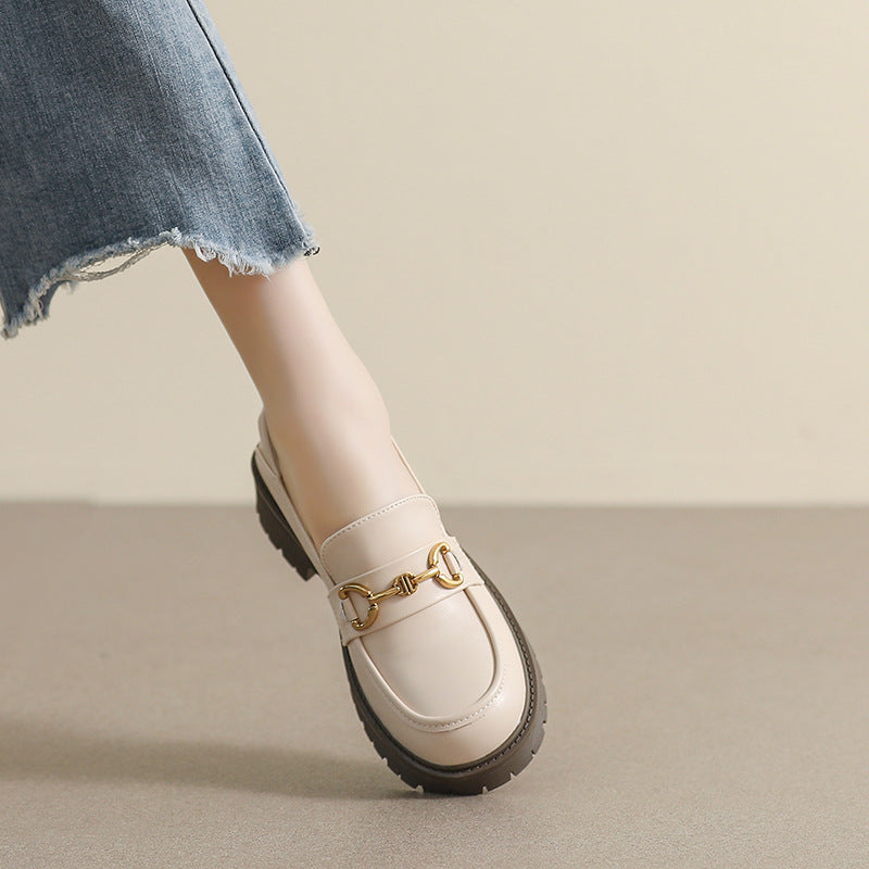 Damen Mokassin-Schuhe mit modischer Schnallenverzierung und robuster Sohle