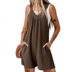 Damen Einteiliger Jumpsuit mit tiefem V-Ausschnitt und praktischen Taschen R&B