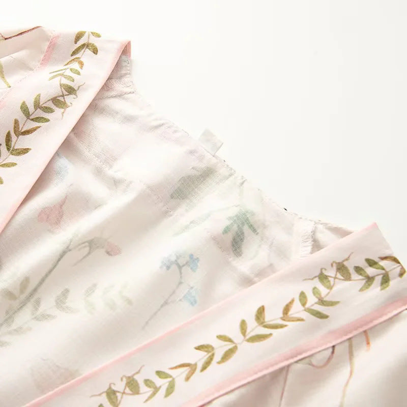 Damen Kimono-Robe mit floralem Muster und Taillengürtel R&B