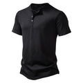 Herren Kurzarm Henley-T-Shirt mit Knopfleiste und atmungsaktivem Material