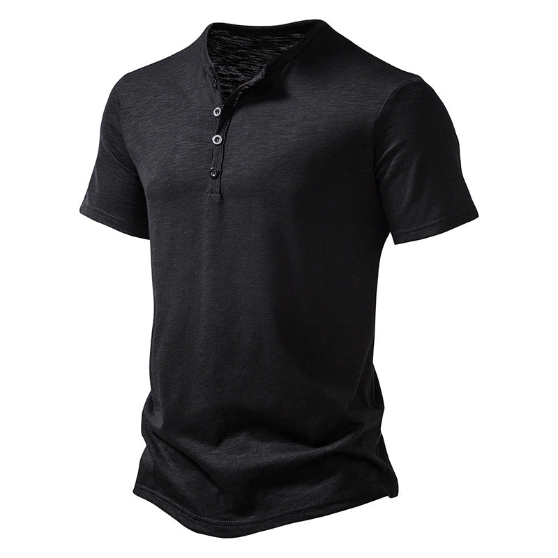 Herren Kurzarm Henley-T-Shirt mit Knopfleiste und atmungsaktivem Material