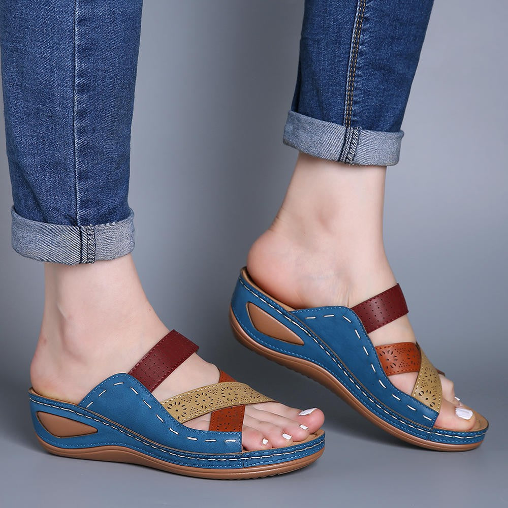 Damen Komfortable Wedge-Sandaletten mit modischem Schnitt und anatomischem Fußbett R&B