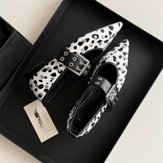 Damen elegante spitze Riemchenballerinas mit Nieten R&B