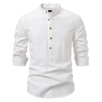 Herren Langarmshirt mit Stehkragen und modischem Muster