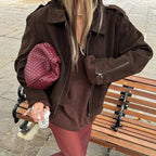 Damen lässige Kurzjacke aus weichem Material mit praktischen Reißverschlüssen R&B