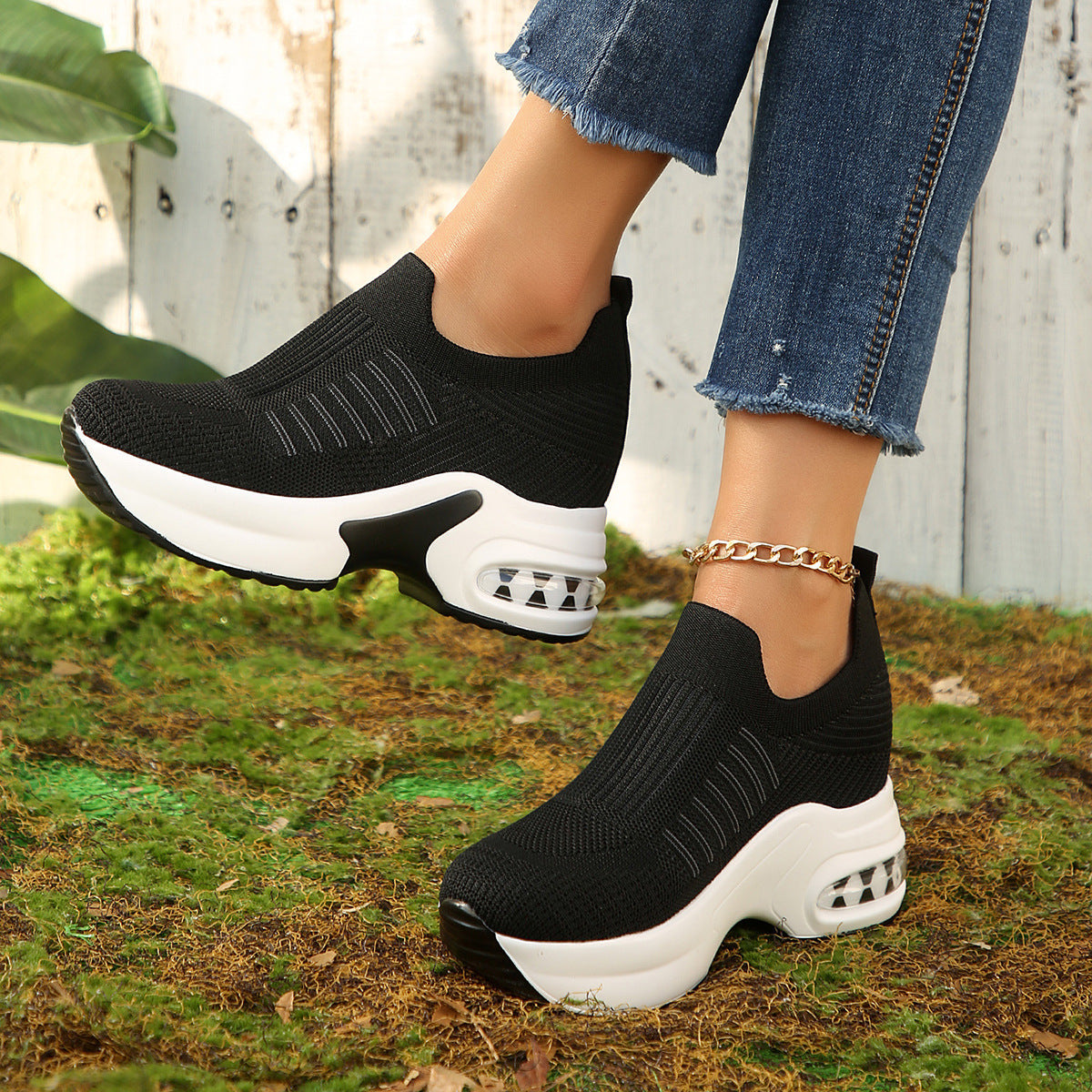Damen Sneakers mit atmungsaktivem Strickoberteil und komfortabler Dämpfung R&B