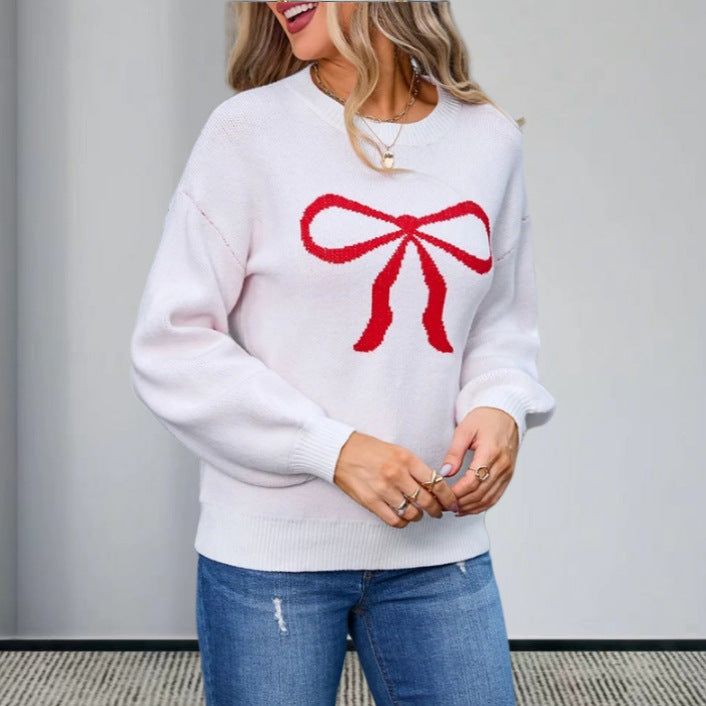 Damen Strickpullover mit charmantem Schleifenmotiv und modischen Details R&B