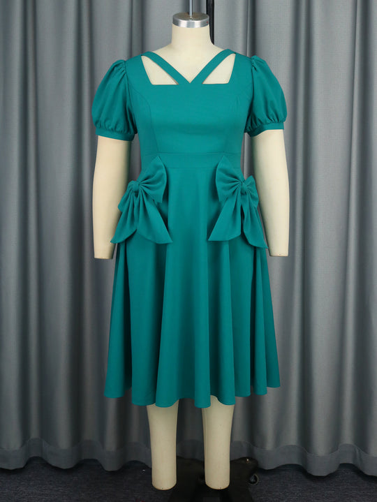 Damen Komfortables Kleid mit voluminösen Schleifen-Details R&B
