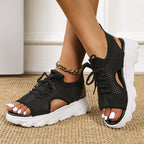 Damen Sneakersandale mit atmungsaktivem Strickoberteil und komfortabler Plattformsohle R&B