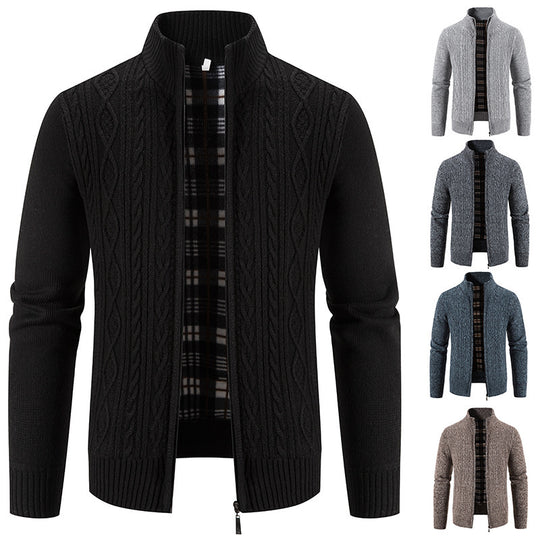 Herren Strickjacke mit hochschließendem Kragen und strukturiertem Design R&B