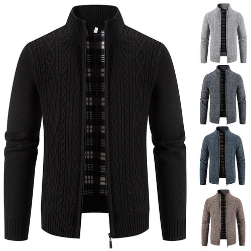 Herren Strickjacke mit hochschließendem Kragen und strukturiertem Design R&B