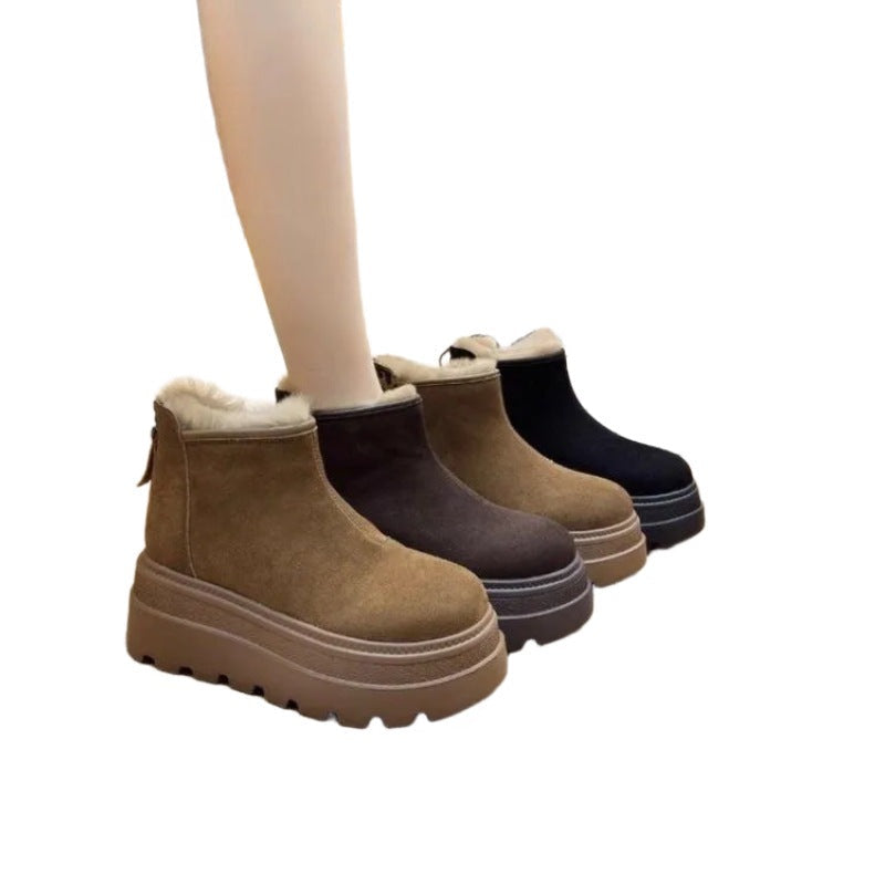Damen modische Ankle-Boots mit flauschigem Innenfutter und rutschfester Sohle R&B