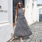 Damen Halbarm Maxikleid mit Blumenmuster und tailliertem Schnitt R&B