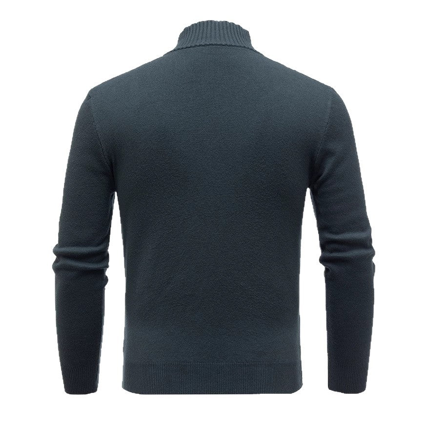 Herren Strickpullover mit modernem Stehkragen und feinem Rippdesign R&B