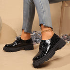 Damen Schnürschuhe im modischen Krokodilleder-Look mit robustem Profilsohle R&B
