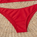 Damen Hochtailliertes Bikini-Set mit schmalen Trägern und elastischem Bund R&B
