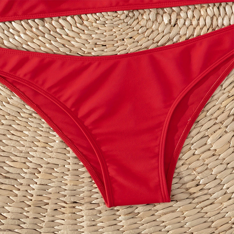 Damen Hochtailliertes Bikini-Set mit schmalen Trägern und elastischem Bund R&B