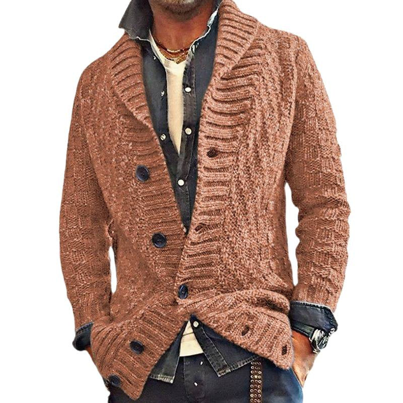 Herren Strickjacke mit modernem Zopfmuster und Knopfdetails R&B
