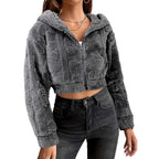 Damen Kuschelige Fleecejacke mit Reißverschluss und Kapuze R&B