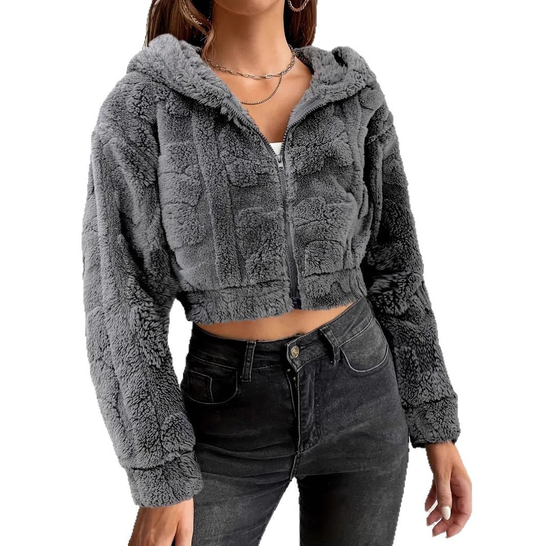 Damen Kuschelige Fleecejacke mit Reißverschluss und Kapuze R&B