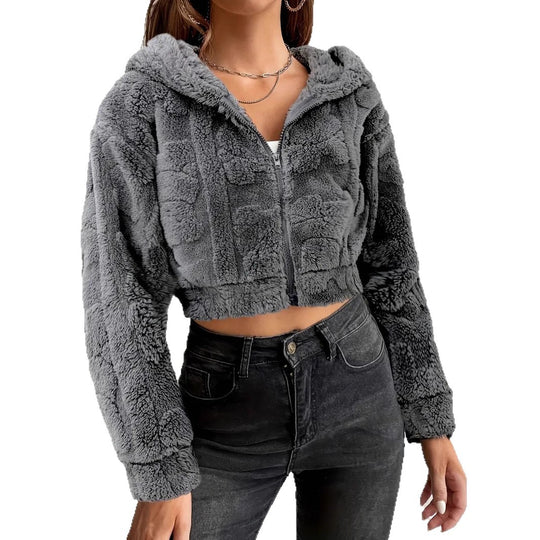 Damen Kuschelige Fleecejacke mit Reißverschluss und Kapuze R&B