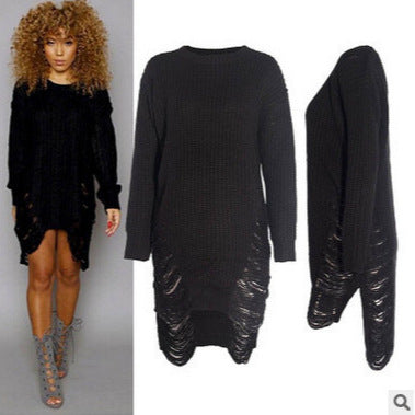 Damen Strickkleid mit aufregendem Rippendesign und seitlichen Schlitzen R&B