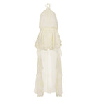 Damen leichtes Wickelkleid mit Volant und asymmetrischem Saum R&B