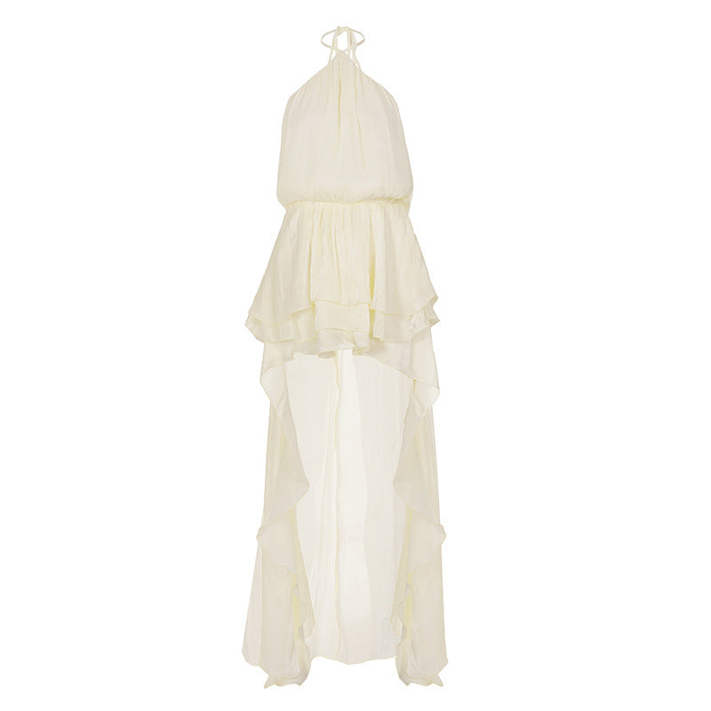 Damen leichtes Wickelkleid mit Volant und asymmetrischem Saum R&B