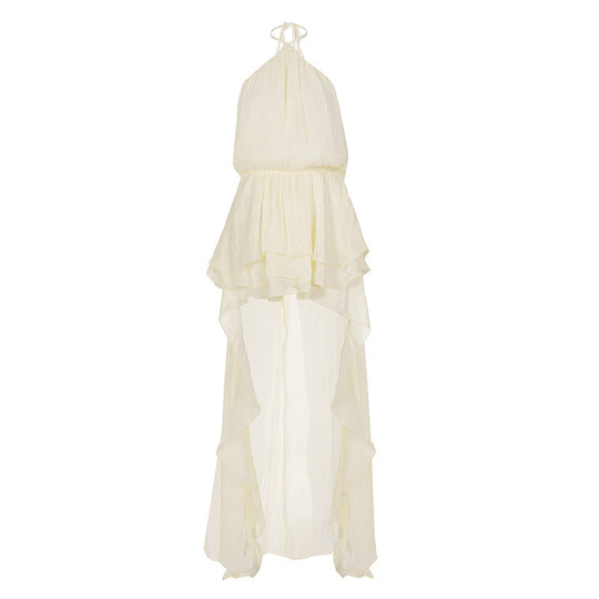 Damen leichtes Wickelkleid mit Volant und asymmetrischem Saum R&B