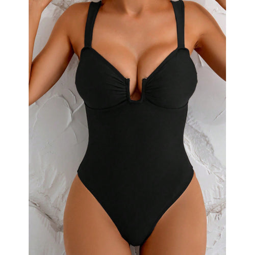 Damen eleganter V-Ausschnitt Badeanzug R&B