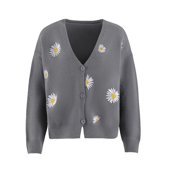 Damen Strickjacke mit Blumenmuster R&B