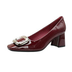 Damen elegante Plateau-Pumps mit modischer quadratischer Schnalle