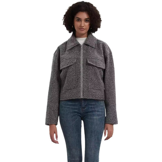 Damen cropped Utility-Jacke mit doppelten Brusttaschen R&B