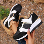 Damen modische Sneakers mit goldenen Akzenten und atmungsaktivem Obermaterial