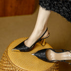 Damen Slingback-Pumps mit edlem Goldakzent