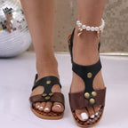Damen Komfortable Leder-Sandalen mit verstellbarem Riemendesign und atmungsaktivem Fußbett