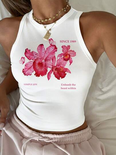 Damen ärmelloses Tanktop mit fröhlichem Kirschmotiv R&B