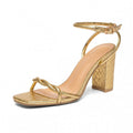 Damen Glamouröse Riemchen-Sandalen mit geflochtenem Detail und Blockabsatz R&B