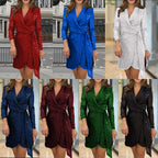 Damen Glamouröses Pailletten Minikleid mit Wickeldesign R&B
